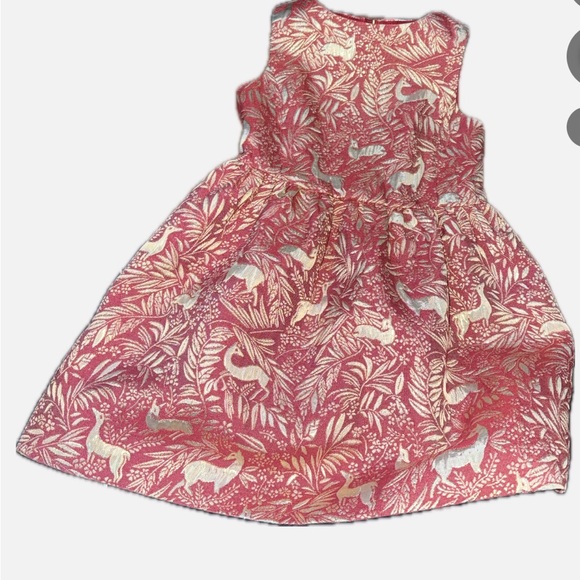 J. Crew Crewcuts Holiday Girls'  jacquard dress in botanical deer print 5T - Picture 6 of 15